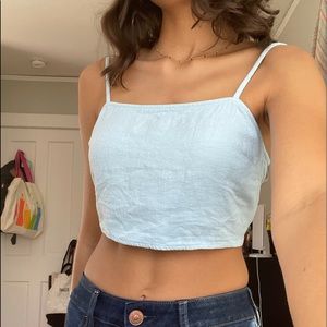 Baby blue l.a. hearts tie back bra top